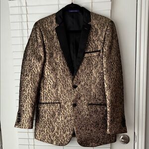 Men’s Blazer Retro Paris Gold Black Jacket SZ 38 NWOT